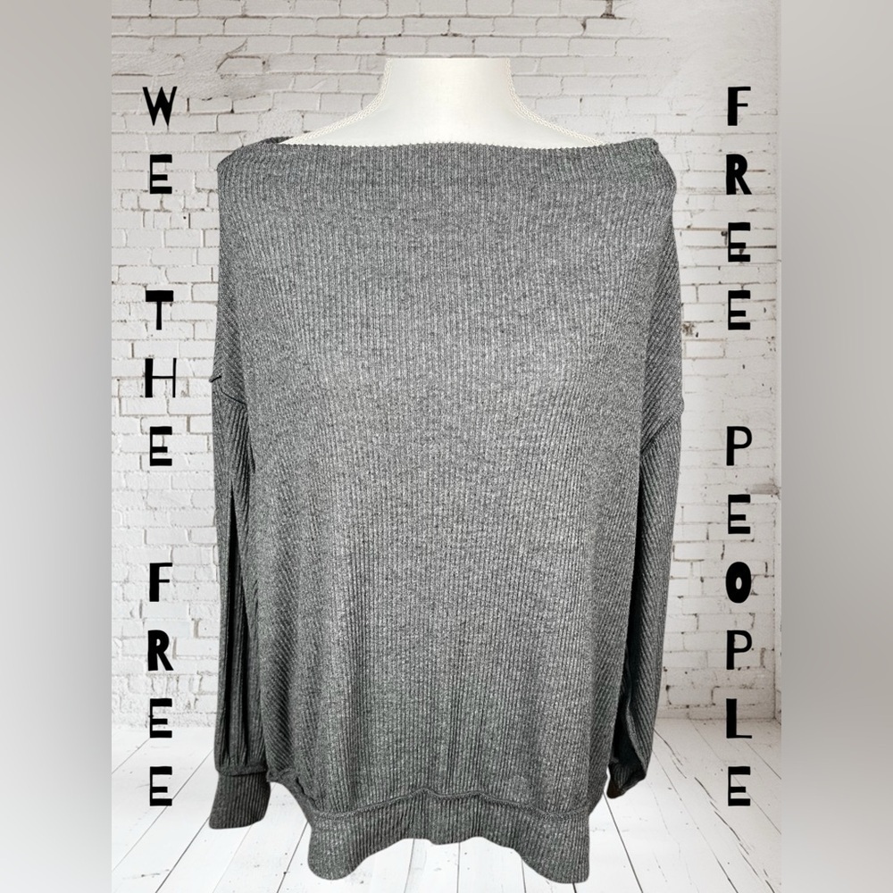 Free People | We The Free | Thermal Gray Ribbed Sweater